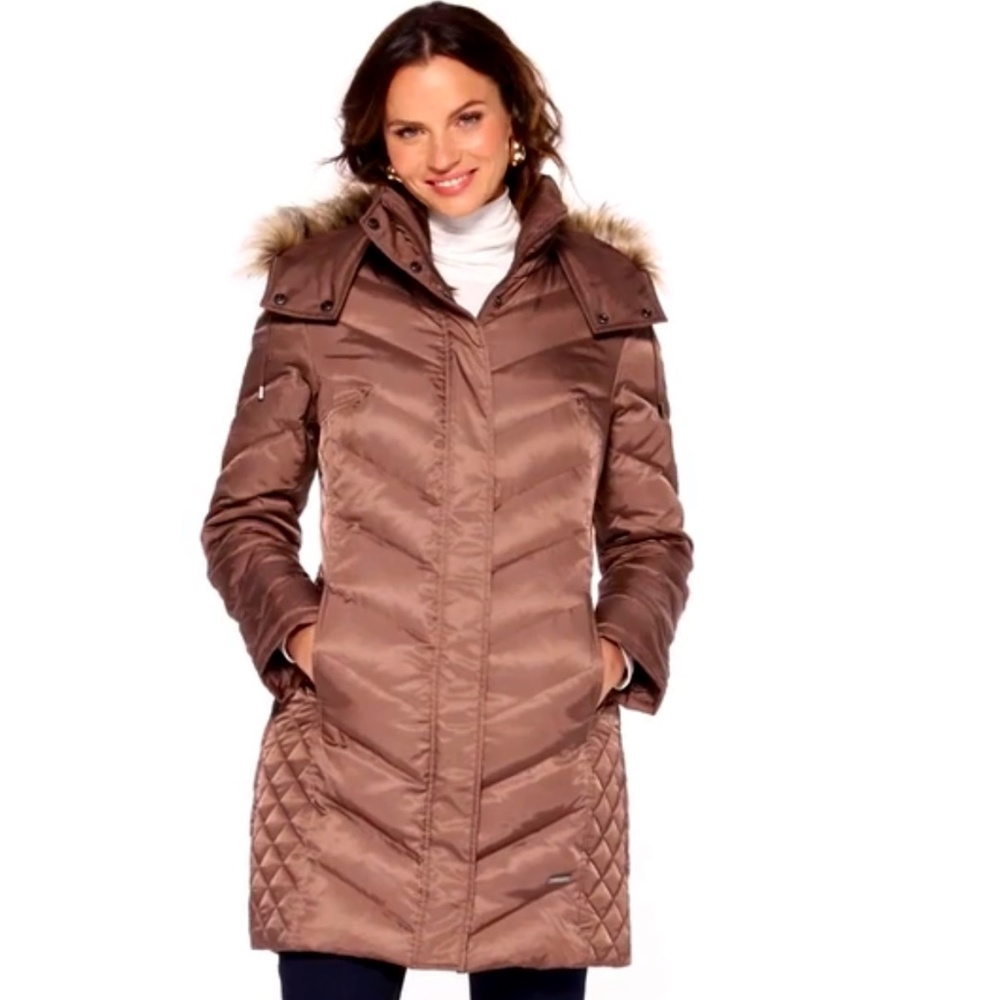 Kenneth Cole Jacket with faux fur trim hood- NWT
